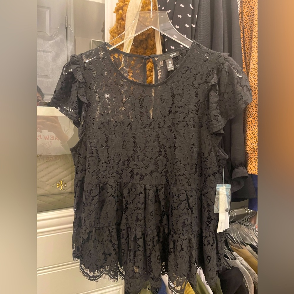 Aqua eyelet blouse